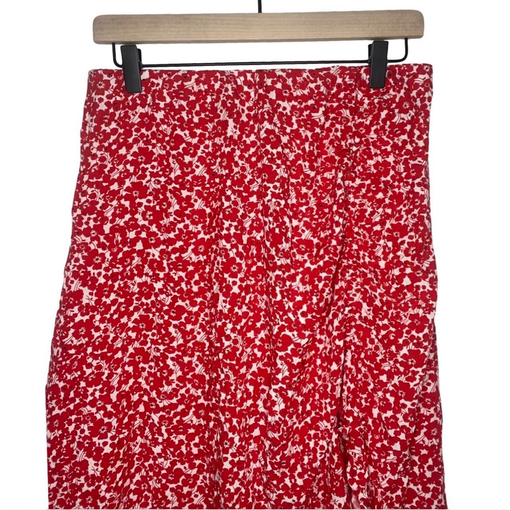 Code Mode Red Floral Skirt with Ruffled slid - Picture 4 of 7